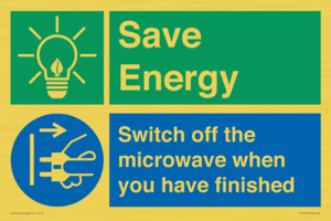 Save energy. Switch off the microwave when you have finished